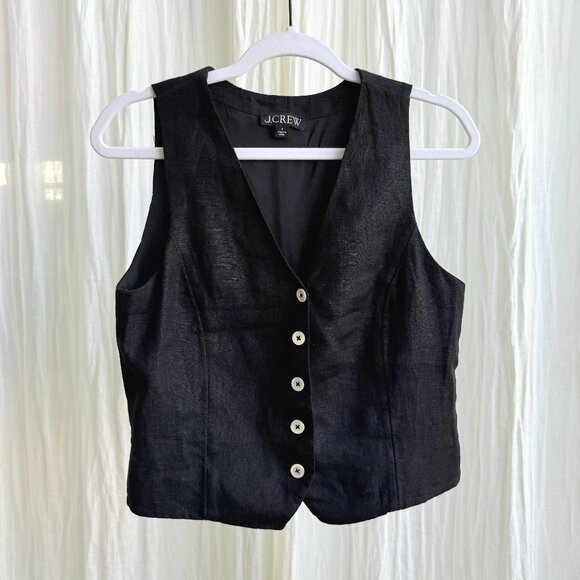 J. Crew Tops - J.Crew Linen Button Down Vest - Size 4